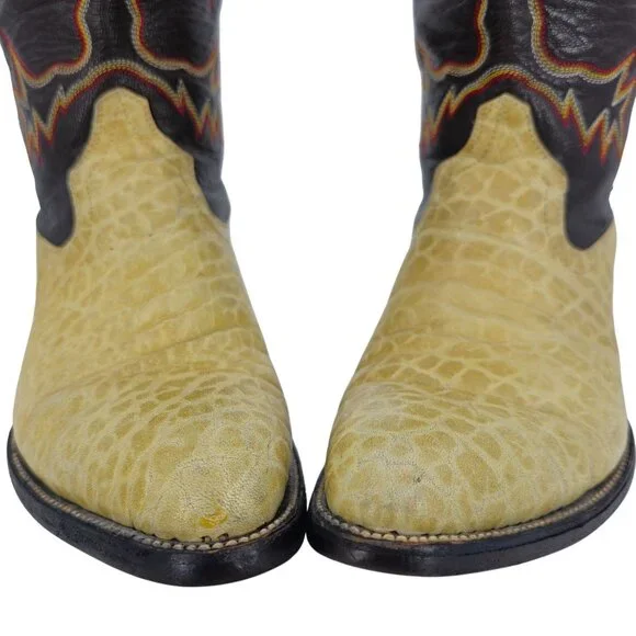 Bull Rider Men 9.5 Unique Color Golden Yellow Brown Leather Cowboy Western Boots - Picture 15 of 16